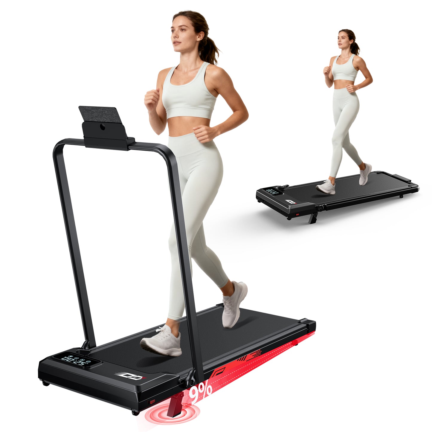 4-in-1 Opvouwbare Loopband met 9% Helling, Snelheid 1-8 kn/u