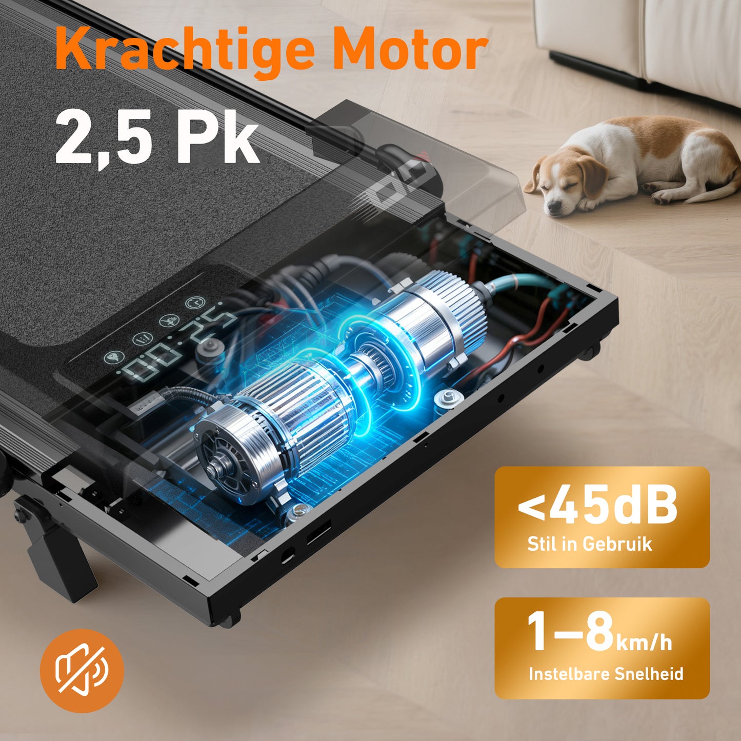 4-in-1 Opvouwbare Loopband met 9% Helling, Snelheid 1-8 kn/u