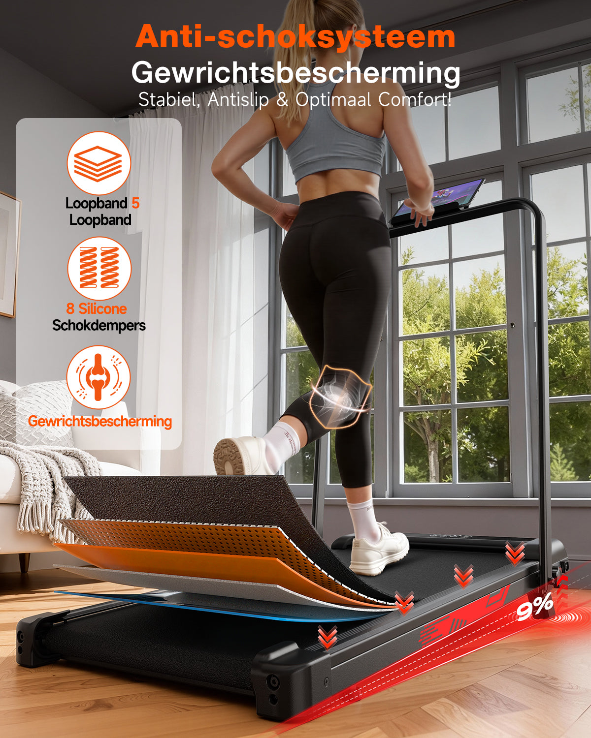 GL1  Pro Opvouwbare Loopband｜1-10 km/h, 9% handmatige hoekverstelling