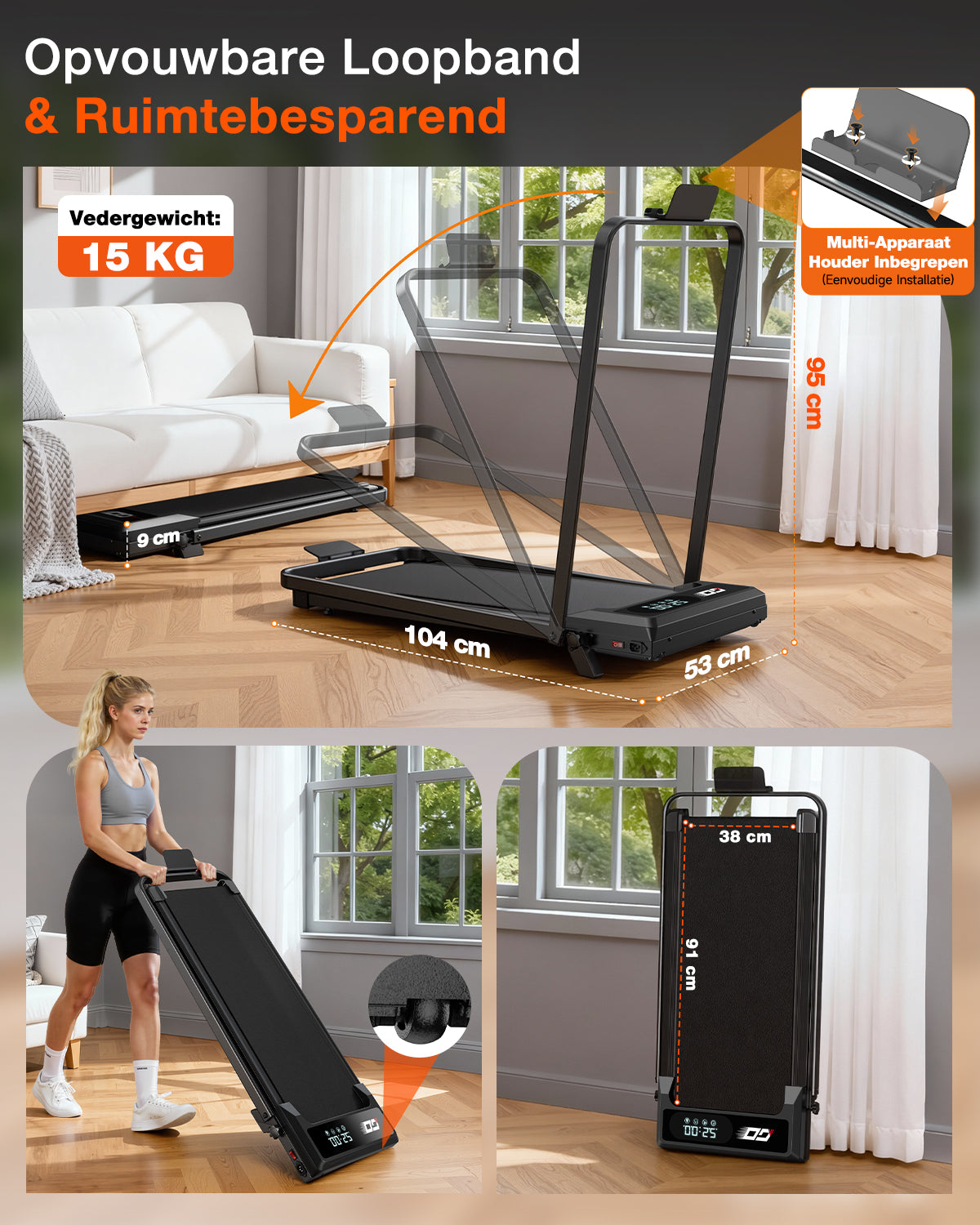 GL1  Pro Opvouwbare Loopband｜1-10 km/h, 9% handmatige hoekverstelling